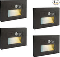 4-Pack Horizontal LED Step Lights, Motion Sensor & Dusk to Dawn, IP65 Waterproof, 3000K-5000K Adjustable, Anti-Glare Louvered, 3W 120V Stair Lights Indoor Outdoor, Bronze, ETL Certified