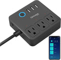 GHome Smart Power Strip Surge Protector 10A, Smart Plug that Works with Alexa & Google Home, 6 in 1 WiFi Outlets with APP Control, Black Extension Cord 2.4G WiFi Only, ETL FCC Listed, No Hub Needed