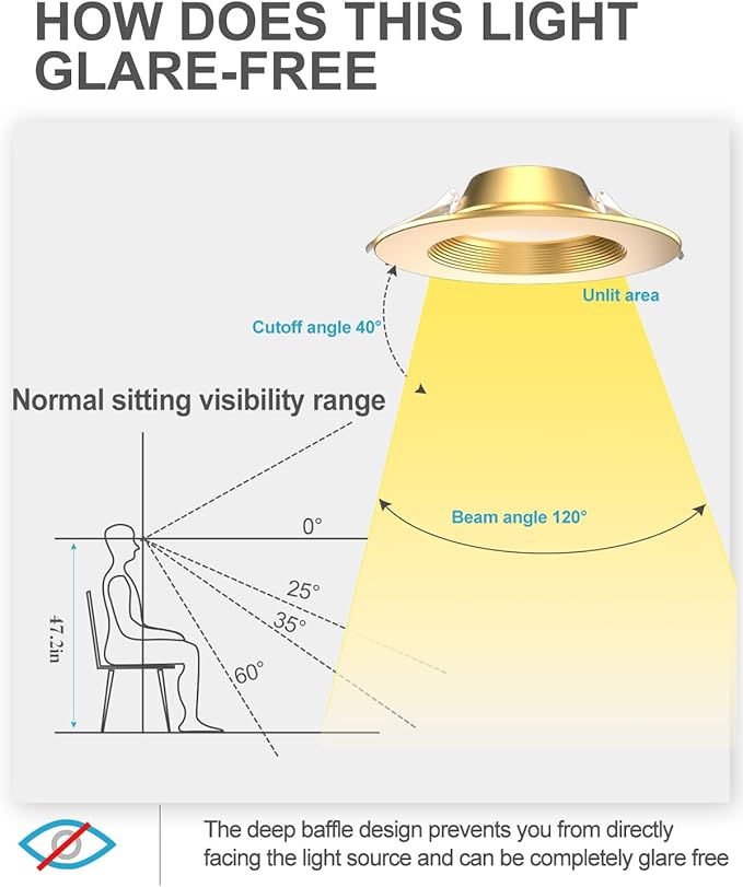 Lightdot 6 Inch Recessed Lighting 12 Pack Gold, 12W Dimmable LED Downlight 3CCT Selectable (3000K/4000K/5000K), Anti-Glare Slim Canless Ceiling Light