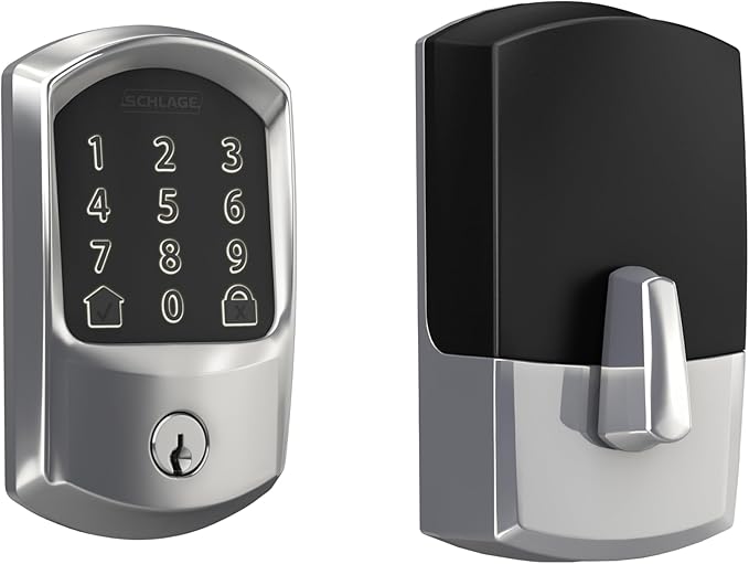 Schlage Encode Smart Wi-Fi Deadbolt Lock with Touchscreen Keypad, Keyless Front Door Entry, App Control, Alexa, Google Home and Airbnb Compatible, Bright Chrome, BE489WB GRW 625