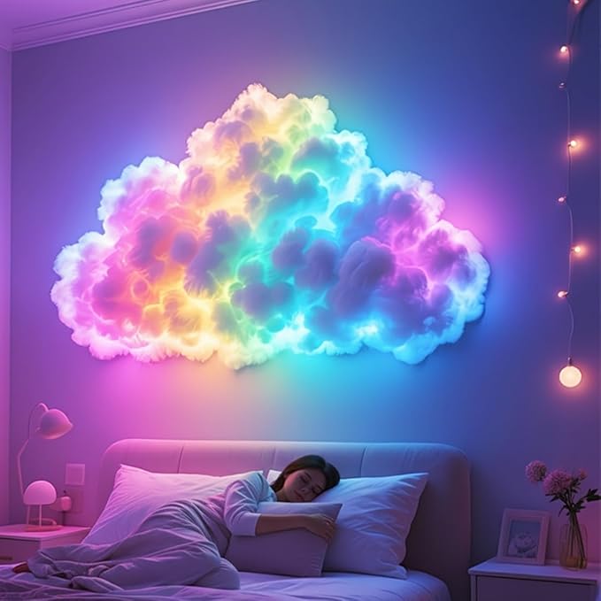 LED Cloud Light RGB Mood Lamp - USB Powered Voice Activated & Music Rhythm Sync, Dynamic Color Changing Ambient Lighting for Gaming Room/Bedroom/Bar/Party/Streamer Setup (LED 158in/400cm)