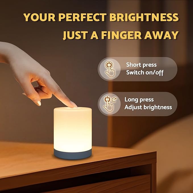 Portable Night Light for Baby Nursery, 2600mAh Rechargeable Battery Operated Touch Light with Warm Yellow, Dimmable Nursery Nightlight for Breastfeeding, Bedside, Travel