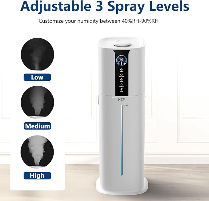 9L Smart Humidifiers for Bedroom Large Room, 2.3Gal Cool Mist Top Fill Diffuser App & Remote Control, 3 Mist Modes, Quiet Humidifier for Home Office Plant (APP White)