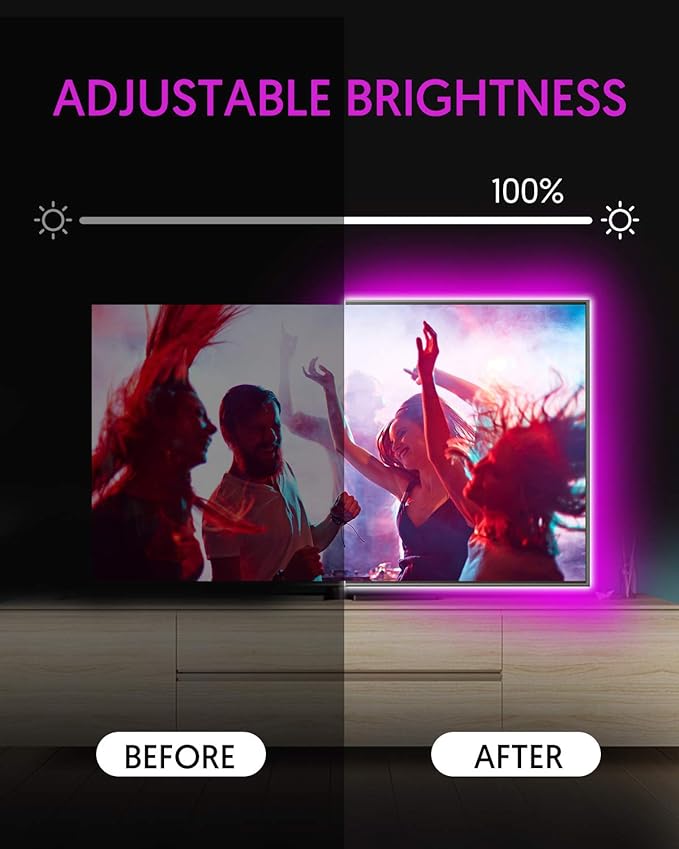 Smart TV LED Backlights, 9.8ft WiFi Strip Lights Compatible with Alexa, Google Assistant, Remote, Music Sync 16 Million RGB Colors, Avatar Controls for 46-60 inch TVs