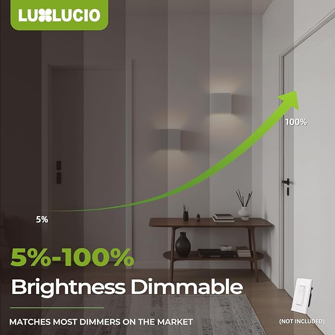 2 Pack Indoor Outdoor White Up and Down LED Wall Light, Modern Bedroom/Porch Wall Lamp, IP65 Waterproof, 5%-100% Dimmable 18W 1620lm, 5CCT (2700K-5000K), CRI90+, 120V-277V