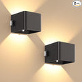 LUTEC 2 Pack Motion Sensor Wall Light, 5000mAh Rechargeable Battery Powered Wall Lamp, Two Adjustable Modes, Waterproof, Wireless LED Up and Down Wall Sconce for Living Room, Hallway, Bedroom-Black