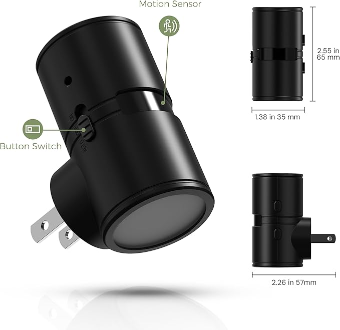 L LOHAS LED Motion Sensor Night Light, Mini Motion Activated Night Lights Plug into Wall, Rotating Motion Sensor Light Indoor, Amber-3000K-5000K, 10%-50%-100% Lumen, Hallway Bedroom Stairway, 2 Pack