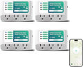 BSEED WiFi Smart Plug, 3 Outlet Surge Voltage Protector with Light Indicator, APP Control, Energy Monitoring, Wall Mount Power Suppressor for Refrigerator/TV/PC, 125V/1875W, FCC Listed,4 Pack