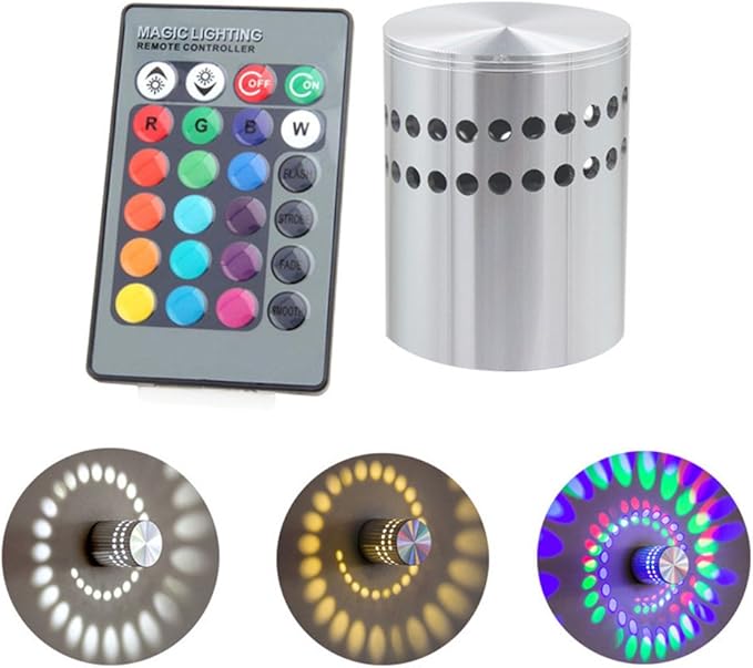 Colorful RGB Spiral Hole Wall Lamp Surface Wall Install Home Decor LED Light Luminaire Lighting
