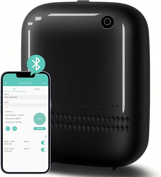 2026 Upgraded 2000 Sq.Ft Coverage HVAC Waterless Essential Oil Diffuser with Bluetooth Control, 400ML Smart Scent Air Machine for Home, Hotel, Whole House, Cold Air Tech (No Oils) Black