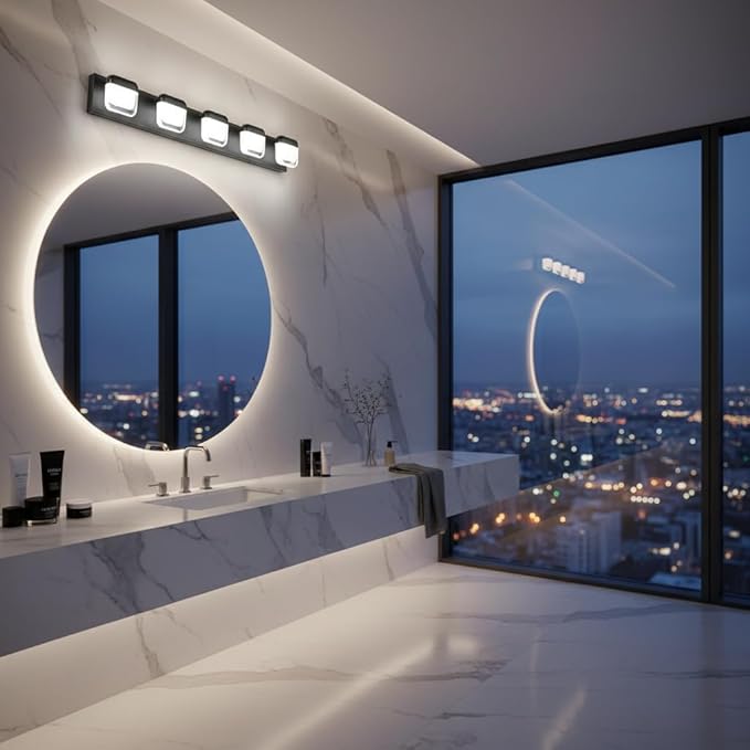 MEGAWISE 5894 LED Vanity Light, Dimmable Modern Waterproof Mirror Front Light for Bathroom, Makeup & Vanity Lighting (5 Lamps, 40, Watts)