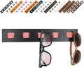 ACOCOFE Sunglass Organizer Wall Mount, Wood Eyeglass Storage Holder, Glasses Rack for Multiple Eyewear Display Men Women (Black-pink)