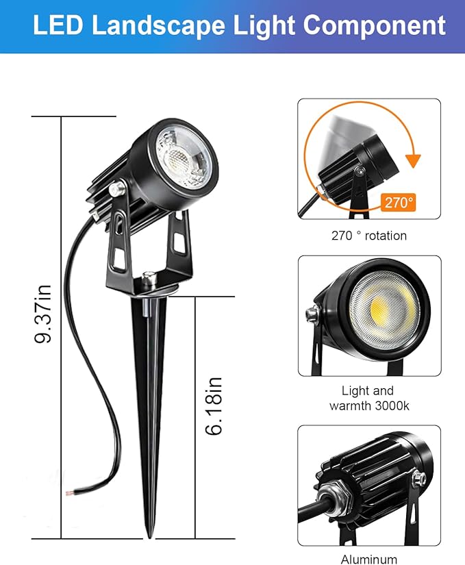 8-Pack Low Voltage Landscape Lighting Kit with WiFi 72W Transformer, 3W LED Spotlights with 65ft Cable, App and Voice Control, 3000K Warm White, 12-24V, IP65 Outdoor Pathway Uplights
