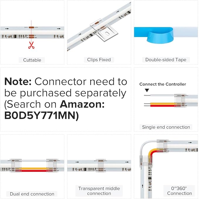 BTF-LIGHTING FCOB WS2811 IC RGB COB LED Strip DC12V 720LED/m 9.8FT Flexible High Density Uniform Chasing Color Light 20IC/m 12mm Width Light for Home Indoor Decor(No Adapter or Controller)