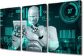 TUMOVO Robot Wall Art Canvas Print AI Intelligence Pictures Paintings Big Data Analysis Posters and Prints on Canvas Modern Artwork for Home Walls Stretched and Framed Ready to Hang, 36" Wx24 H
