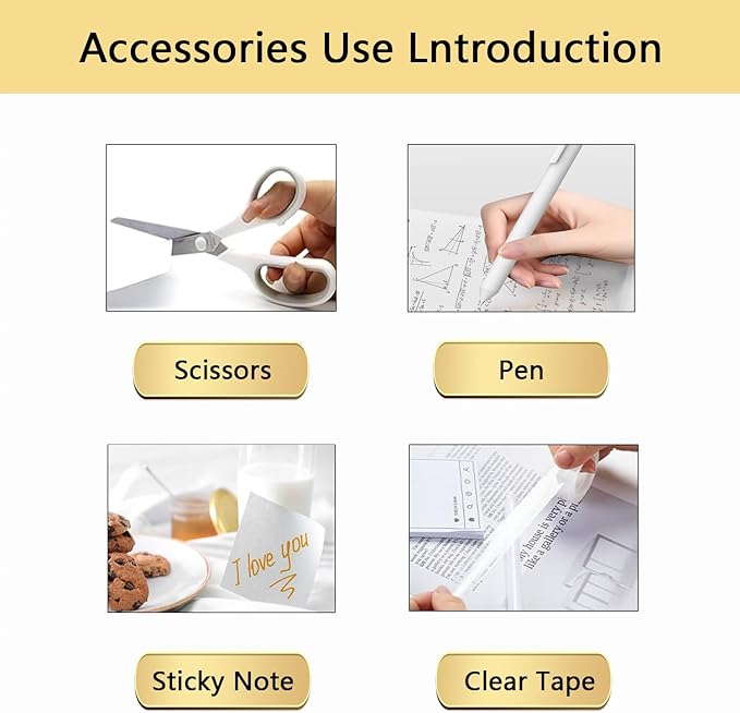 suniya Office Supplies,Desk Accessories,Tape Holder,Stapler,Scissor,Staple Remover,Box of Binder Clips,Staples,Ballpoint Pen,Sticky Notes,Clear Tape,Ruler,Office Supplies Set(White)