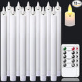 salipt Flameless White Taper Candles Flickering with Timer and 10-Key Remote, Battery Operated LDE Warm 3D Wick Light Window Candles Real Wax Pack of 12, Christmas Home Wedding Decor(0.78" X 9.64")