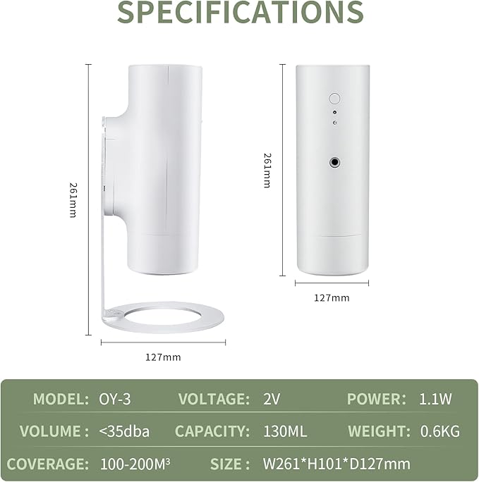 Waterless Diffuser for Essential Oils, Smart Aroma Diffuser for Home, 130ml/1000 Sq. Ft Scent Air Machine, Bluetooth Aromatherapy Diffuser for Office, Spa, Bedroom, Bathroom