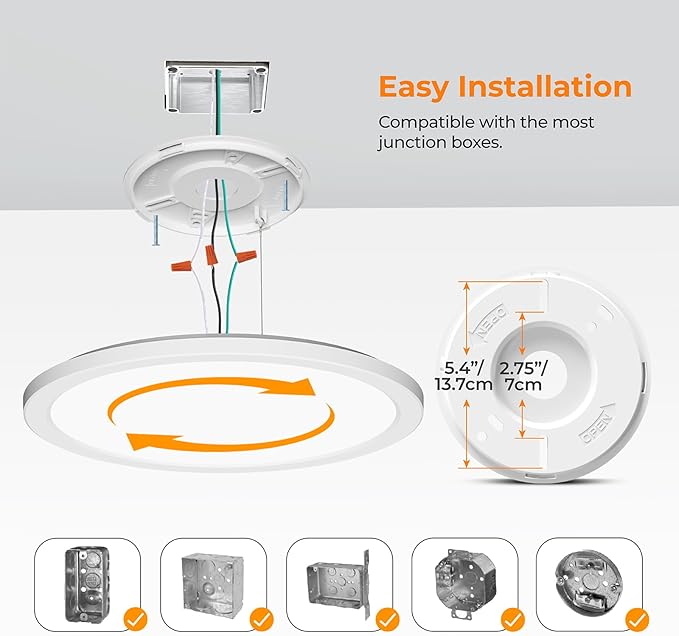 BLNAN 15.4 Inch LED Flush Mount Ceiling Light, 3000K-5000K 3 Color Selectable Ceiling Lights, 36W 3600LM Closet Light Fixture, Ceiling Lamp for Bedroom, Dining Room, Kitchen