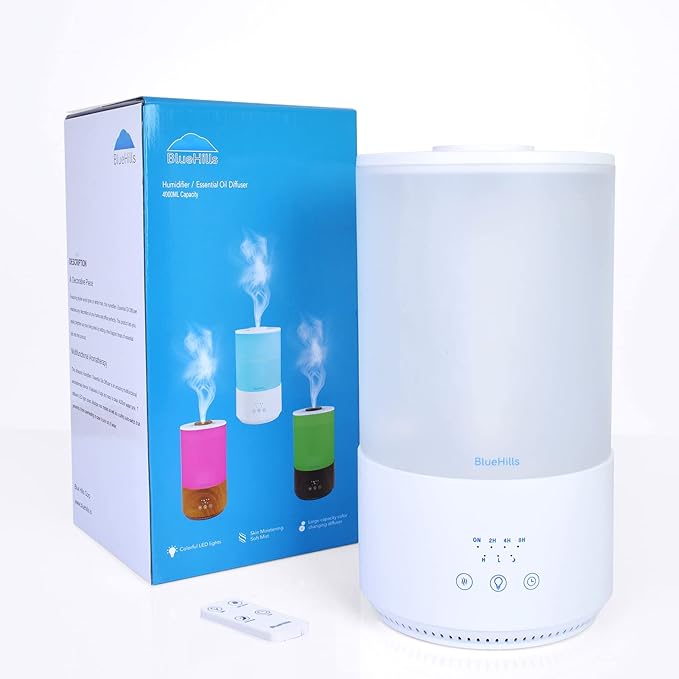 BlueHills Premium Set of Two Large 3000 ML and 4000 ML XL Essential Oil Diffusers Humidifier Combo for Large Room Home with Décor LED Lights Great Gift – Value Pack of White