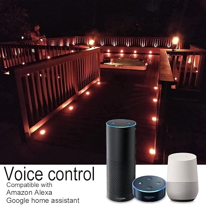 Sumaote LED Deck Lights Kit, 6 pcs 1.22 Inch WiFi Smart Phone Control Recessed RGBW Deck Lighting Outdoor Waterproof Low Voltage Landscape Lighting for Floor Stairs Steps Path Patio Decor, Black