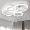 Modern LED Ceiling Light, White 4 Rings Flush Mount Ceiling Light, 4000K Lighting Fixture Ceiling Lamp for Kitchen, Bedroom, Living Room, Laundry Room