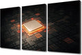 3 Piece Wall Art Computer Processors CPU Motherboard Digital Chip Poster Canvas Wall Art Artwork Wall Decor Living Room Chip Pictures Wall Decor for Bedroom Prints Framed Ready to Hang (24"Wx36"H)