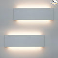 KICAAO 15.7in White Modern Wall Sconce 2-Pack,16W Indoor Vanity Light Up and Down LED Vanity Light for Bathroom Wall Lighting Fixtures Not Dimmable Not Plug (Warm Light 3000K)