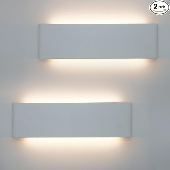 KICAAO 15.7in White Modern Wall Sconce 2-Pack,16W Indoor Vanity Light Up and Down LED Vanity Light for Bathroom Wall Lighting Fixtures Not Dimmable Not Plug (Warm Light 3000K)
