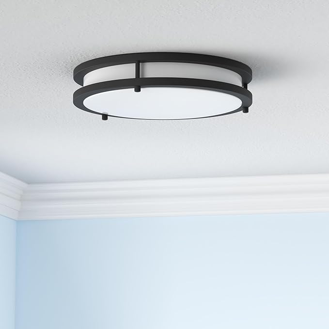 ASD LED 18" Round Flush Mount Lighting, Close to Ceiling Light Fixture | 3CCT, Dimmable, Energy Star, ETL Listed | 28W 2230LM 3000-5000K 120V | Low Profile Double Ring Lamp | Dark Bronze