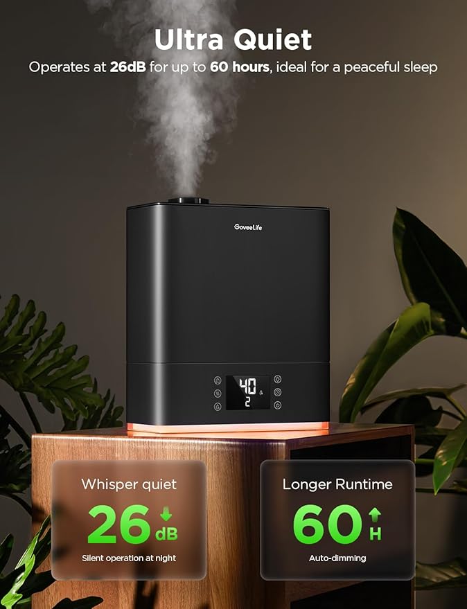 GoveeLife Humidifiers for Bedroom H7142 bundle with GoveeLife Smart Humidifier for Bedroom Large Room H7145