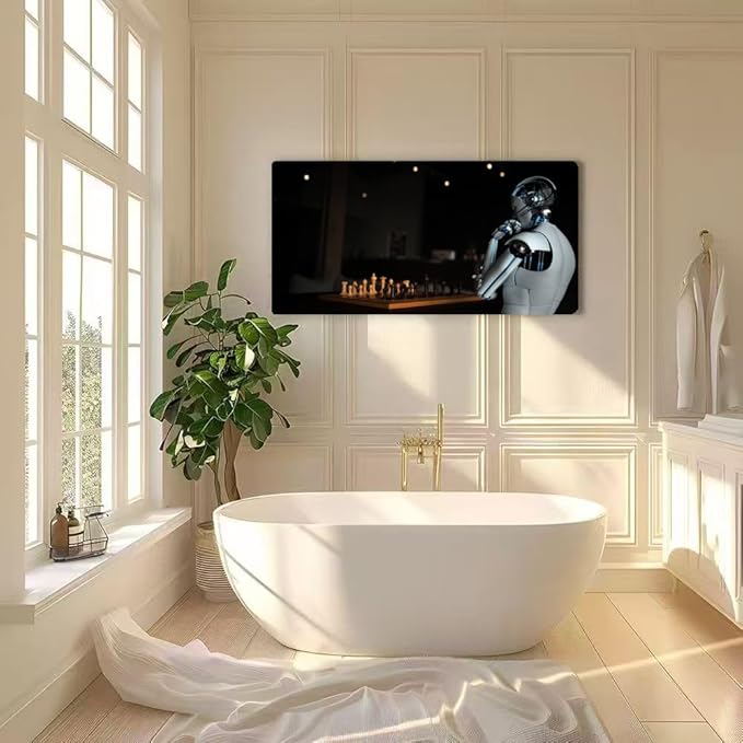 Wibinuki Wall Art Wall Decor Wall Paintings Humanoid Robot Chess for Living Room Bedroom Bathroom Home Decor Can Be Hung Directly 20"x 40"