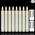 Battery Operated Flameless Taper Candles with Two Remote Timer, 6.4" LED 3D-Wick Window Candles, Flickering Long-Lasting Warm Light Electric Pack of 8 Flameless Candlesticks (0.78" Dia, Ivory)