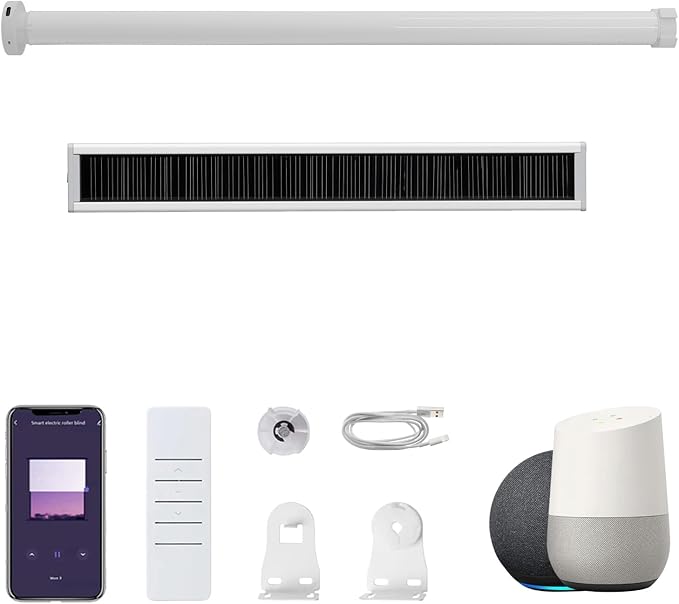 Solar ZigBee Smart Roller Shade Motor for 1.5" Tube (38mm) | Rechargeable Electric Blind Motor Kit | Wire-Free Retrofit Driver | Compatible with Alexa & Google Home (Hub Required) (1.1 N.m Torque)