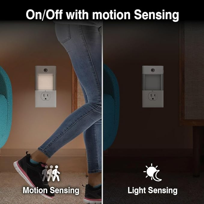 4-Pack 3-in-1 Emergency Night Light for Power Failure,plug into wall,LED with Motion Sensor,Auto-On During Outages,Survival kit,Hurricane preparedness,For Home, Hallways,Stairways,Bathrooms & Bedrooms