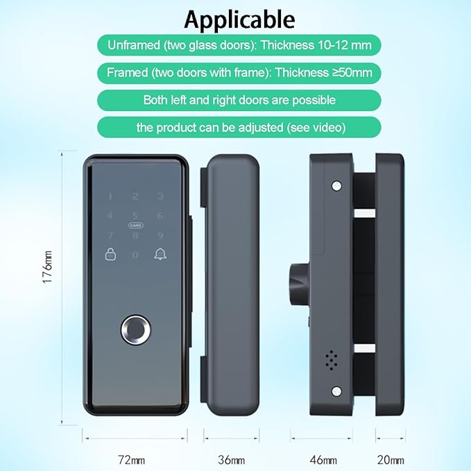 Smart Fingerprint Deadbolt Lock with App Control – 5-in-1 Keyless Entry (Fingerprint, App, Passcode, Card, Key), Tuya WiFi Smart Lock for Wooden, Metal & Framed Glass Doors