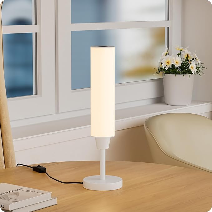 Table Lamp with Remote，Bedside Lamps for Night Stands, Nightstand Lamp with Adjustable Brightness (10%-100%) and Color Temperature (3000k-6000k),Small Lamp for Bedroom (White)