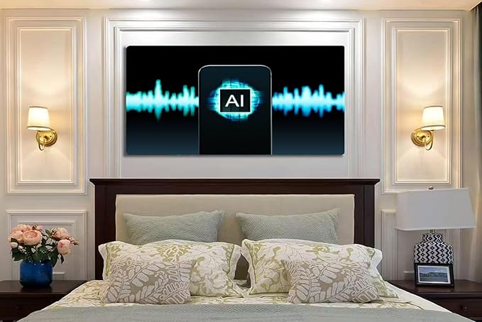 Wibinuki Wall Art Wall Decor Wall Paintings AI deep fake or voice. Transle speech and language. Music or sound for Living Room Bedroom Bathroom Home Decor Can Be Hung Directly 20"x 40"