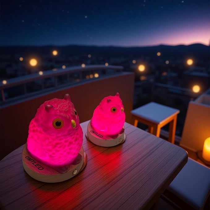 Owl Table Lamp, Dimmable Owl LED Night Light Rechargeable Outdoor Cordless Night Light with Remote Control Portable Touch Control Desk Bedside Lamp for Bedroom Dining Room Office Dorm Garden (L)