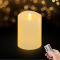 3x4 Flameless Candles Set of 1, 2AA Battery Life 600 Hours Battery Candles Flickering with Timer, 4 inch Flameless Candles with Remote for Indoor/Outdoor, White