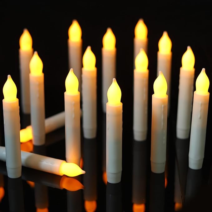 Flameless Candles Battery Operated Candlesticks Flickering Led Candles Electric Flameless Taper Candlesticks Church Wedding Halloween Party Kids Fall Decor H: 6 inches 12 Packs No Remote