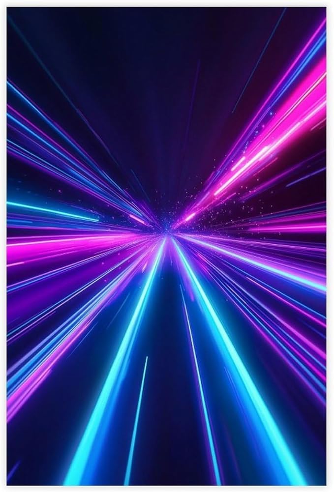 Cyber Horizon Abstract Print – Glowing Geometric Futuristic Art for High-Tech Home Decor Canvas Poster Wall Art Decor Print Picture Paintings for Living Room Bedroom Decoration 20x30inch(50x75cm)