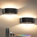 Motion Sensor Wall Sconces Set of 2, Rechargeable 5000mAh Battery Operated Wall Light with Remote Control 3 Colors Temperatures & Dimmable 15 RGB Colors Up and Down Wireless Wall Mount Light