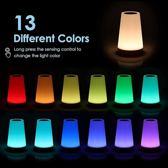 Kids Touch Night Light: Dimmable LED Bedside Lamp Eye-Caring Soft Warm USB Rechargeable Portable for Home Bedroom Living Room Camping