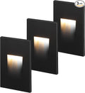 LEONLITE Black 5CCT 120V LED Step Lights, 3.5W 150LM 5%-100% Dimmable Horizontal Stair Lights Indoor Outdoor Wet Location, CRI90+ & ETL, 2700K/3000K/3500K/4000K/5000K, Aluminum, Pack of 3