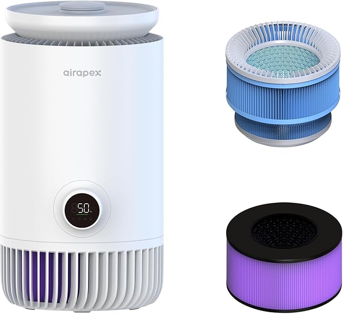 2 in 1 Air Purifier and Evaporative Humidifier Combo for Bedroom, H13 True HEPA Filter, Cool Mist-Free Air Humidifier evaporative WIFI Connect