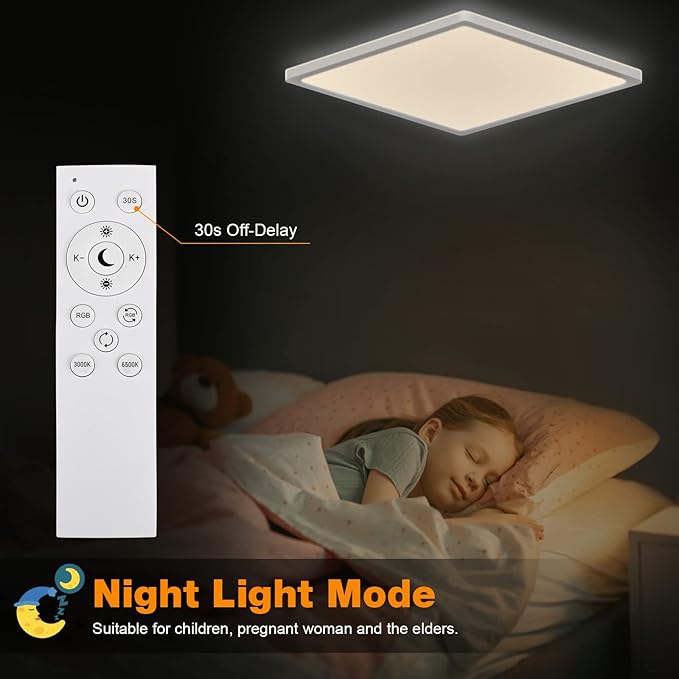 LEZOE RGB LED Ceiling Light Dimmable with Remote Control, 18W 1800lm Color Changing Light Flush Mount Fixture, 8.6 Inch 3000K-6500K Ceiling Lamp for Bedroom Kitchen Hallway Party Living Room
