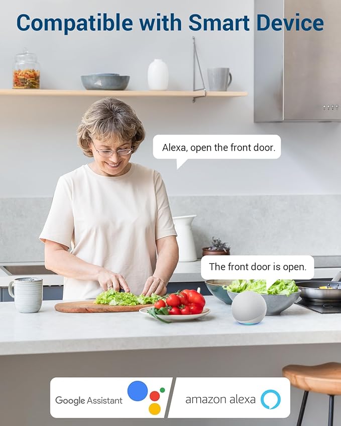WiFi Smart Door Lock - TEEHO Fingerprint Keyless Entry Lock for Front Door - Built in Wi-Fi Smart Deadbolt - APP Remote Control - IP65 Weatherproof - ANSI Grade 2 - Bright Nickel