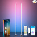 TJOY Smart Floor Lamps for Ambient Lighting, Crystal Joint Design, Modern LED Corner Light with Remote&APP Control, Music Sync, Color Changing Standing Lamp for Room(White, 2Pack)
