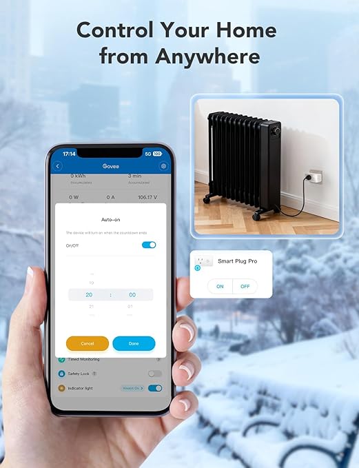 Govee Smart Plug with Energy Monitoring, WiFi Bluetooth Plug Work with Alexa and Google Assistant, 15A Smart Outlets with Timer & Group Controller, No Hub Required, ETL&FCC Certified for Home, 2 Pack